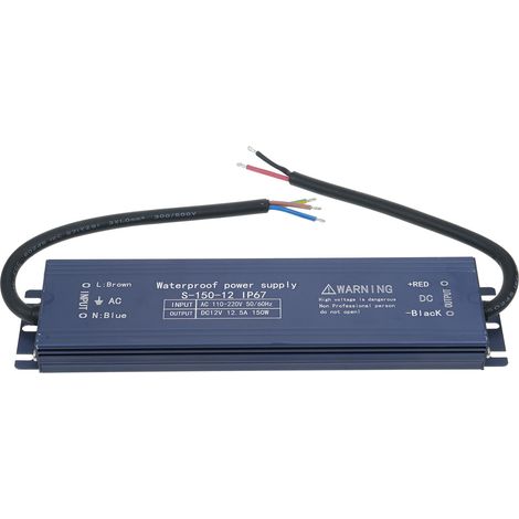 Ortviai Alimentation Étanche IP67 pour Bande LED 12 V / 150 W – Transformateur Secteur Étanche avec Protection Intégrée (1/5)