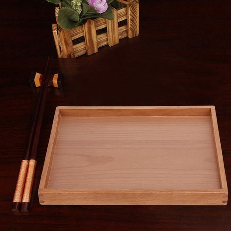 Plateau rectangulaire en bois pour tasses à thé, assiettes à café, plateaux de rangement et de service pour collations. (1/5)