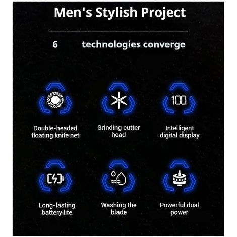Rasoir électrique pour homme avec tête magnétique, mini rasoir portable double tête avec affichage numérique - JBMEDIA (1/4)