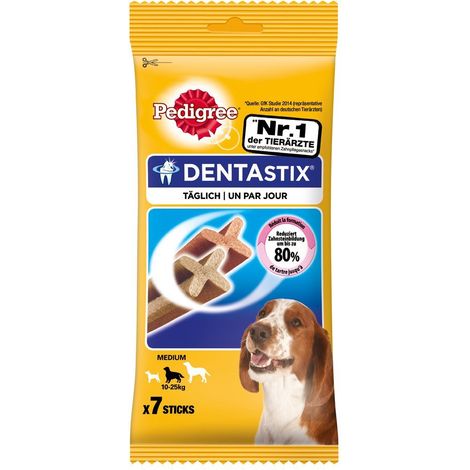 Multipack da 10 confezioni di pedigree dentastix per cani medi 7 sticks ciascuna