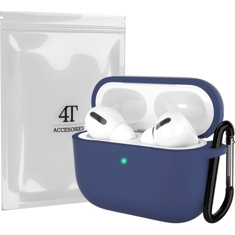 Étui en silicone pour AirPods Pro 1 avec mousqueton - Bleu marine (1/4)