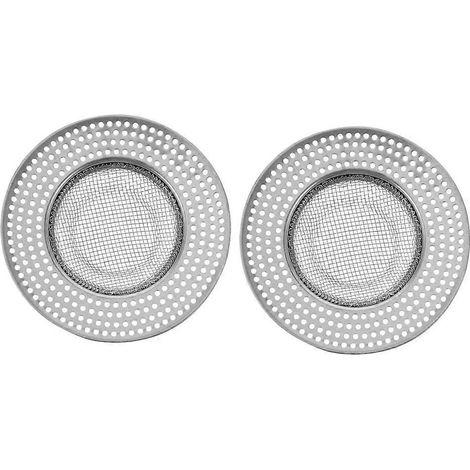 Lot de 2 protections anti-cheveux pour bonde de douche en acier inoxydable-9X9CM-Silver