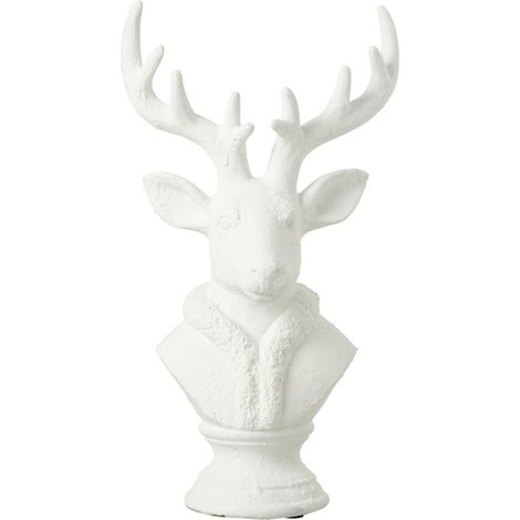 Tête de Cerf en Résine "Courchevel" 49cm Blanc (1/5)