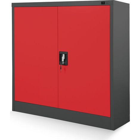 Armoire verrouillable avec étagères, atelier BEATA, 900 x 930 x 400 mm, rouge anthracite (1/4)