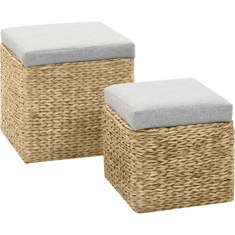 Ottoman-Set 2 Stk. Seegras Grau