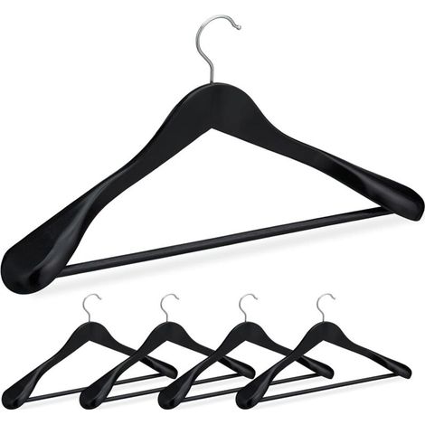 Bardusch-Cintre Costume épaule Large, Bois en Set 5 Cintres Chemises, Crochet 360, Traverse Pantalon, (1/5)