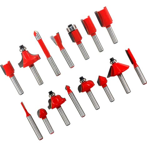15-teiliges Fräserset mit 1/4-Zoll-Schaft, Hartmetall, für Fräsmaschinen, Graviermaschinen und Holzbearbeitung, inklusive Koffer (1/5)