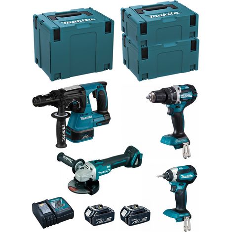 MAKITA Kit MK407RTJ (DHR243 + DHP484 + DTD153 + DGA504 + 2 x 5,0 Ah + DC18RC + MAKPAC 2 + MAKPAC 3 + MAKPAC 4) (1/5)