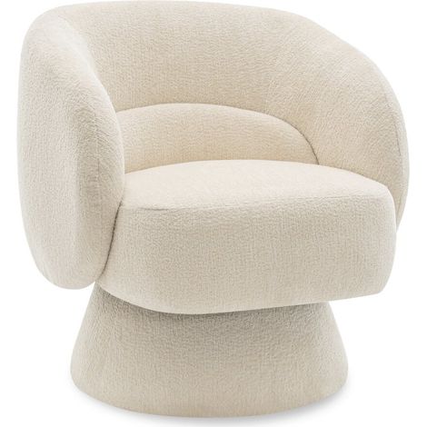 Fauteuil pivotant en tissu bouclette "Franklin" - 74 x 75 x 75 cm - Beige