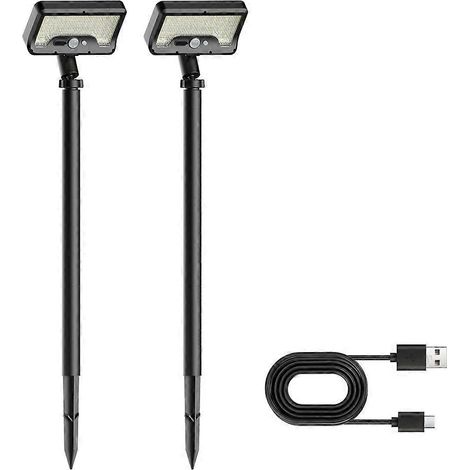 Solarbetriebene Außenleuchten mit 92 wasserdichten LEDs, Bewegungsmelder und USB-Ladefunktion, ideal für Gärten, Höfe und Gehwege. (1/5)