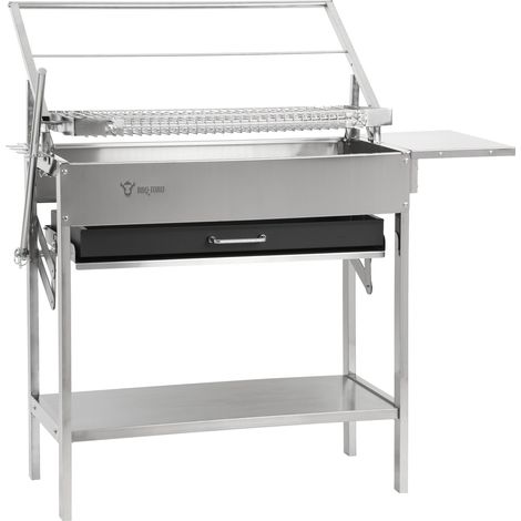 BBQ-Toro Flip Grill mit 360° drehbarem Grillrost Edelstahl, 110 x 60 x 110 cm, höhenverstellbare Kohlewanne