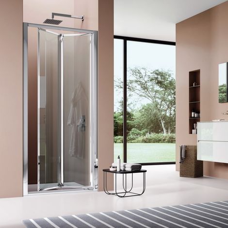 Samo - Porte de douche pliante 95 - 103 cm profilés blanc verre transparent - AMERICA