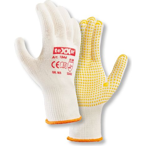 teXXor® Mittelstrick-Handschuhe BAUMWOLLE/NYLON, Beige/gelbe Noppen (1/4)