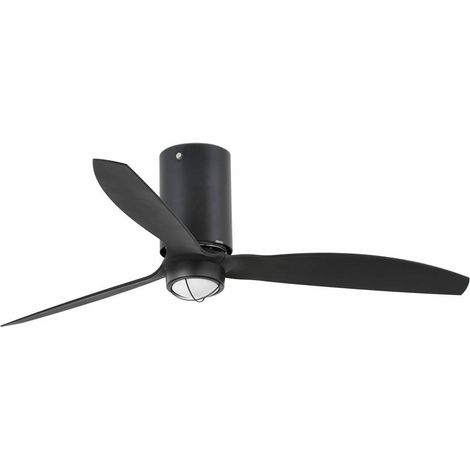 FARO Ventilador de techo Ø1280 mm con luz LED 3000K color negro opaco acero y vidrio palas ABS Mini Tube Fan M Led (1/4)