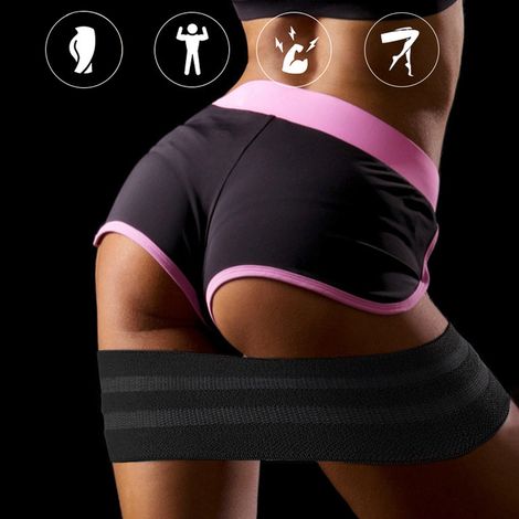 Sangle Élastique de Fitness pour Squat, Yoga et Renforcement Musculaire - Accessoire d'Entraînement pour Cuisses et Fessiers - Latex Antidérapant Noir