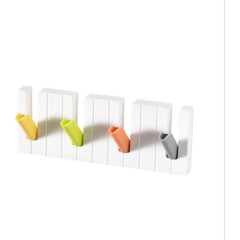 Crochet mural décoratif touches de piano, patère murale design créatif multicolore pour vêtements, clés et accessoires, décoration intérieure moderne (1/5)