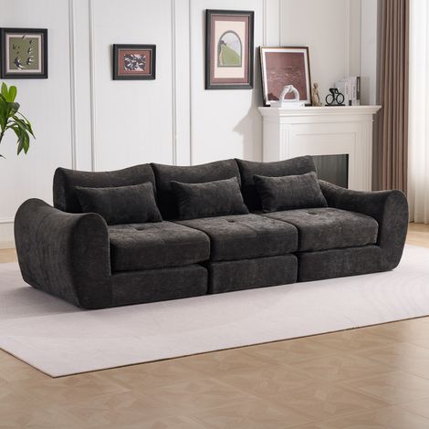 Canapé modulable en L avec fonction lit – canapé convertible 3 places, compact et sans montage