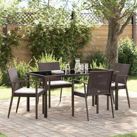 Garten Essgruppe 5 pcs Braun und Schwarz PE-Rattan (1/5)