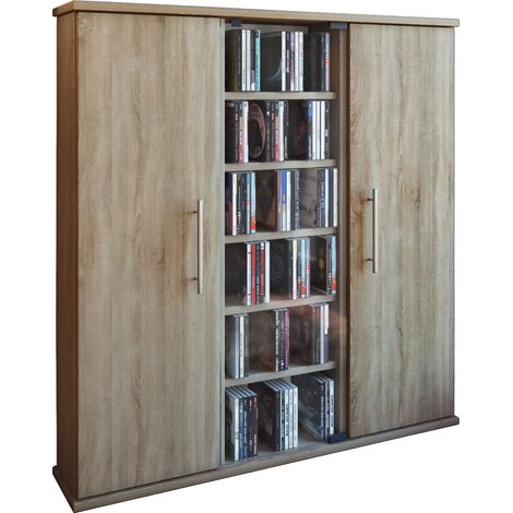 Porta di vetro di legno CD DVD Stand Shelf Santo 92x86x18 - VCM