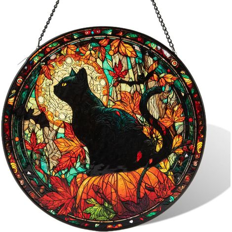 Ornement chrétien en verre vitrail – Suspension 15 cm