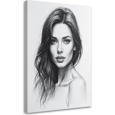 Stampe su Tela, Ritratto in bianco e nero di una donna dallo sguardo espressivo. - 20x30 (1/2)
