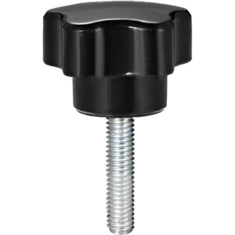 1 - Bouton Étoilé - Tige Filetée M6x15mm - Acier Zingué Noir - Poignée En Plastique Pour Fixation Mécanique Et Assemblage Industriel Noir 6x1,5cm (1/4)