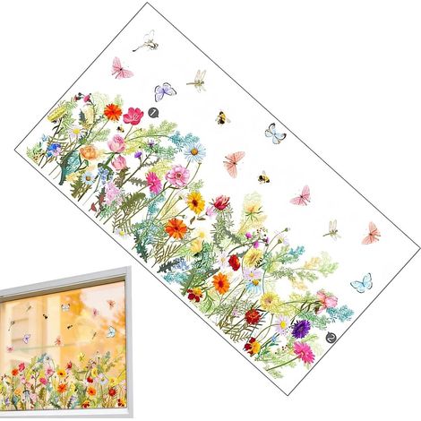 Autocollants De Printemps Pour Fenêtre Bouquet Floral Printanier Coloré Décalcomanie Fenêtre Jardin Pour Salon Chambre Salle de Bain Cuisine Bureau Maison Campagne (1/5)