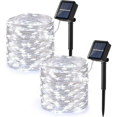HOXILEELEOLot ghirlanda di luce solare, 140 metri in totale, 400 ghirlande di luce a LED, bianco fresco (1/5)