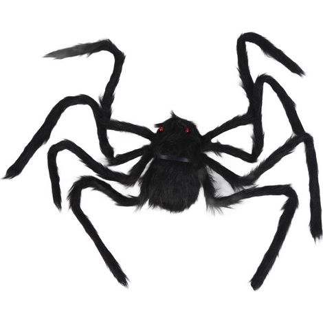 Décoration d'Halloween araignée géante noire réutilisable, terrifiante, pour intérieur et extérieur, 90 cm (1/5)