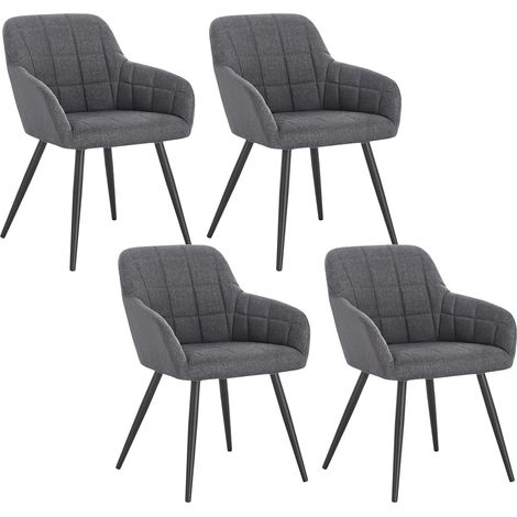 WOLTU Juego de 4 sillas de comedor, sillas de cocina de lino y metal, 49 x 43 x 81 cm, gris oscuro (1/5)