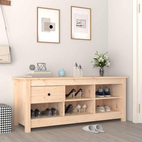 vidaXL Zapatero de madera maciza de pino 110x38x45,5 cm (1/5)