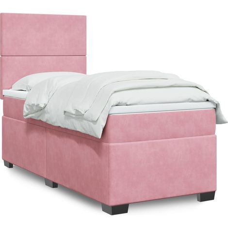 Boxspringbett mit Matratze Rosa 100x200 cm Samt (1/5)