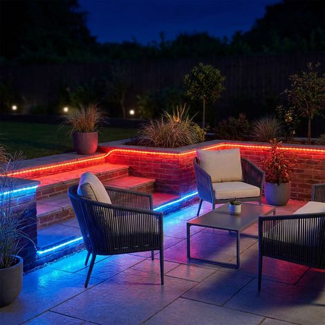 Luce a corda a LED rossa illuminazione da giardino illuminazione da patio, plastica trasparente, cavo di alimentazione di 1,5 m, 144x LED 0,06W, L 600 cm (1/5)