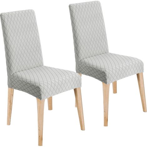 Stuhlhussen 2er Set Hellgrau, Universal Esszimmerstuhlbezug, Waschbar, Elastisch (1/5)