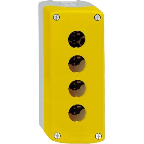 Boîtier de bouton-poussoir Schneider Electric Harmony XALK, 4 découpes, en Plastique Jaune, Ø 22mm ( Prix pour 1 ) (1/3)