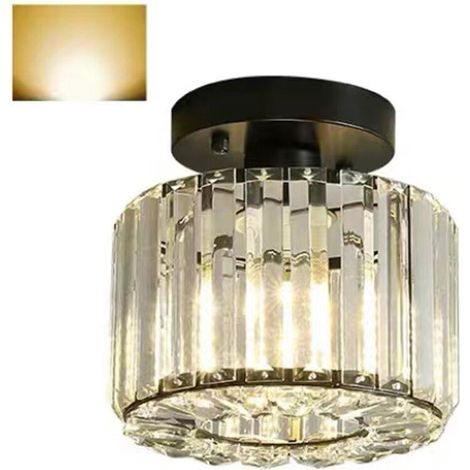 Lustre en cristal noir à lumière chaude 110-240 V – Plafonnier moderne semi-encastré pour couloir, cuisine (1/5)