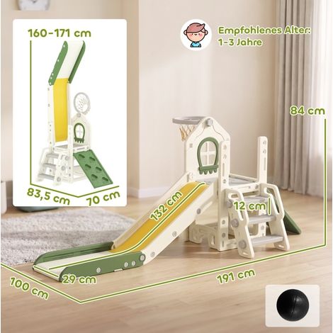 Tobogán interior 4 en 1 plegable de polietileno crema 191x100x84 cm para niños – MEUBLIV (1/5)