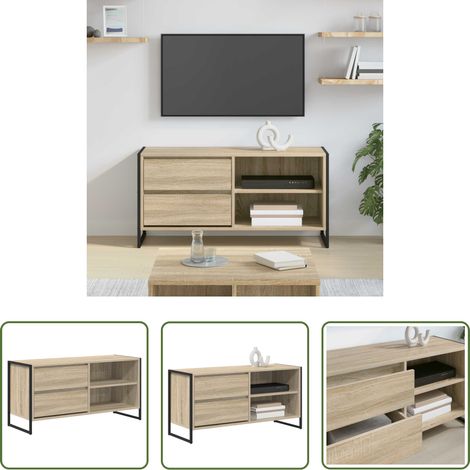 Meuble tv bois d'ingénierie - Meuble TV Sonoma 100 x 36 x 49,5 cm Bois d'ingénierie (1/5)
