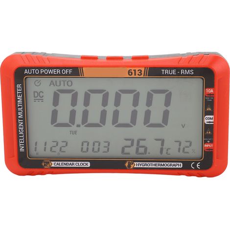 Multimètre numérique AC DC tension courant résistance continuité capacité testeur avec calendrier thermomètre hygromètre (1/5)