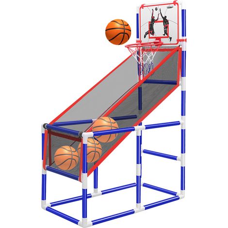 Jeu de basketball pour enfants, panier de basketball pour intérieur et extérieur, 4 ballons, hauteur réglable de 88 à 140 cm, équipement d'entraînement. (1/5)