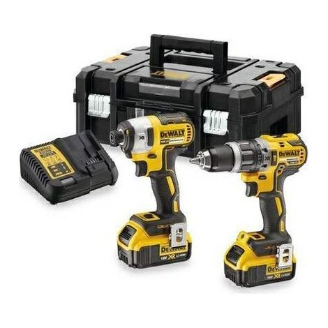 Dewalt – Pack 18V perceuse visseuse à percussion DCD796 – visseuse à chocs DCF887 – 2 batteries 4Ah – chargeur et coffret T-STAK inclus