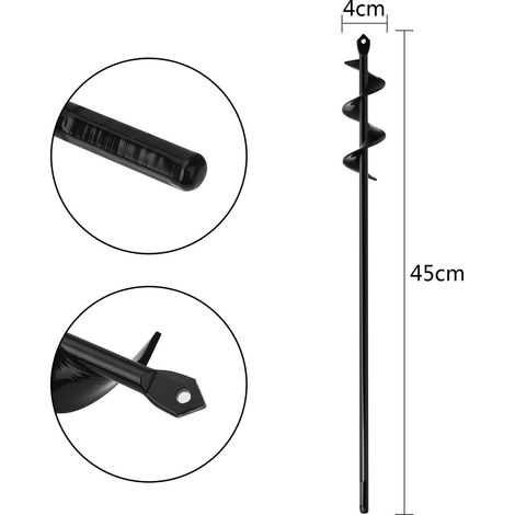 Tarière de jardin pour la plantation, outil Ø40x450mm pour faire des trous et planter des semis, compatible avec les perceuses (1/5)