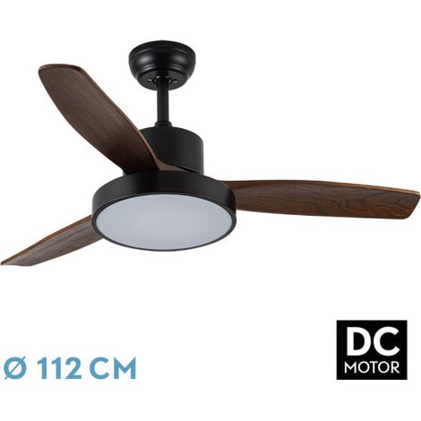 Ventilatore DC Kavala 48w Nero 3 pale Rovere 112d 6 velocità 4078lm 3000-4000-6000k Telecomando+memoria+timer