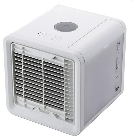 Mini rafraîchisseur de bureau USB 6 W (0,6 L) avec adaptateur secteur - Capacité du réservoir : 750 ml - Nombre de vitesses : 3 - Câble USB (fourni) - Adaptateur secteur (fourni) [Classe énergétiqu