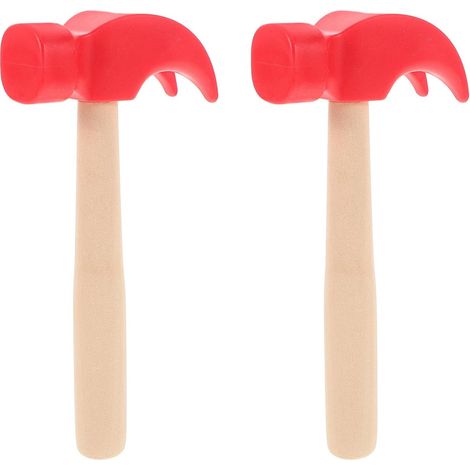 Marteau en Bois Jouet pour Garçon et Filles, 2 Pièces, Rouge (1/5)