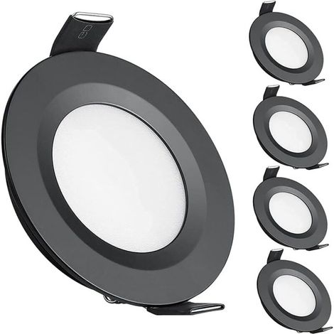 focos LED empotrables de 12 V, orificio de 58-65 mm, 3 W, 3200 K, luces de techo empotrables para autocaravanas, barcos, caravanas, furgonetas, yates, luz blanca cálida (negra).