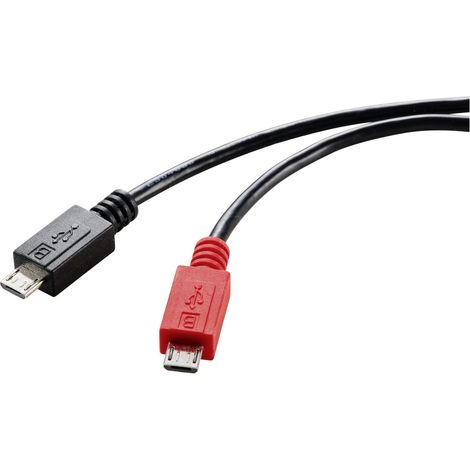 Renkforce Câble USB USB 2.0 USB-Micro-B mâle, USB-Micro-B mâle 0.30 m noir avec fonction OTG RF-5771