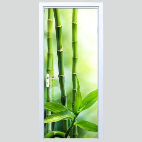 Adhesivo de tela para puerta con diseño de hojas de bambú y jardín zen 578PD