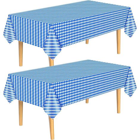 2er Pack Oktoberfest Tischdecke, blau-weiß kariert, wasserdicht, Einweg (1/5)