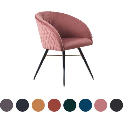 Single Vittorio Modern Velvet Dining Chair - Ergonomic Curved back with Metal Legs - Armchair for Dining Room Kitchen Living Room -Pink (1/5)